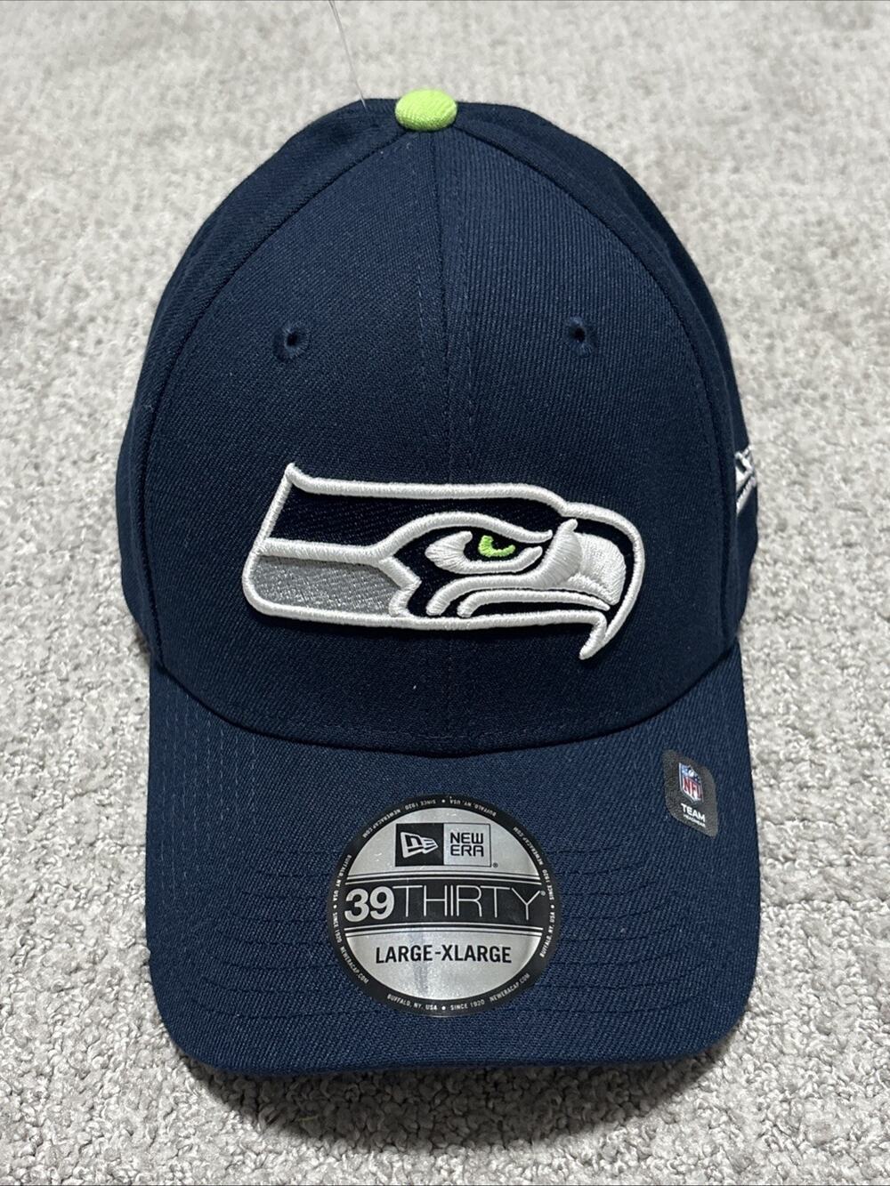 New Era Seattle Seahawks 39THIRTY Stretch Fit Hat Cap L/XL Large-XLarge Navy